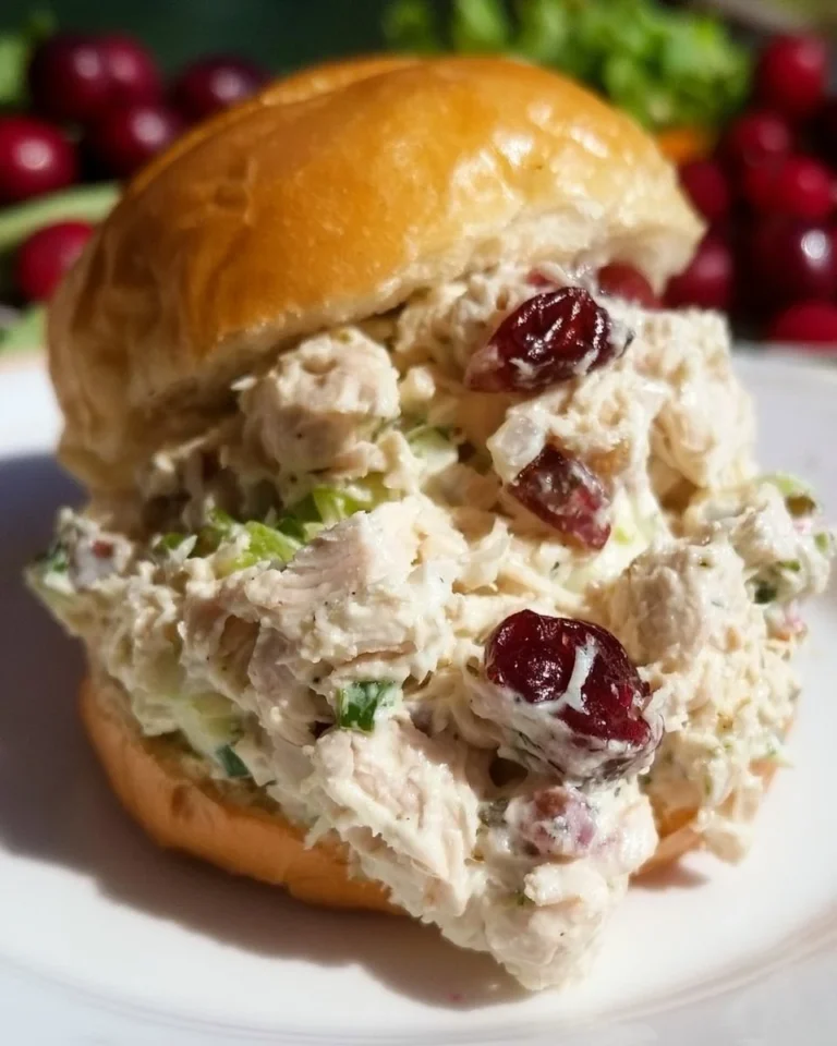Delicious easy cranberry chicken salad in a bowl