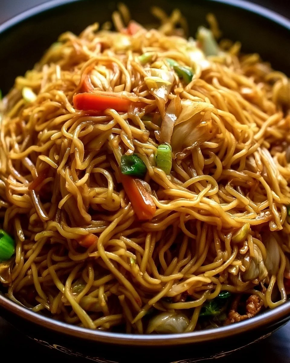 Easy Chow Mein copycat recipe with vegetables and noodles
