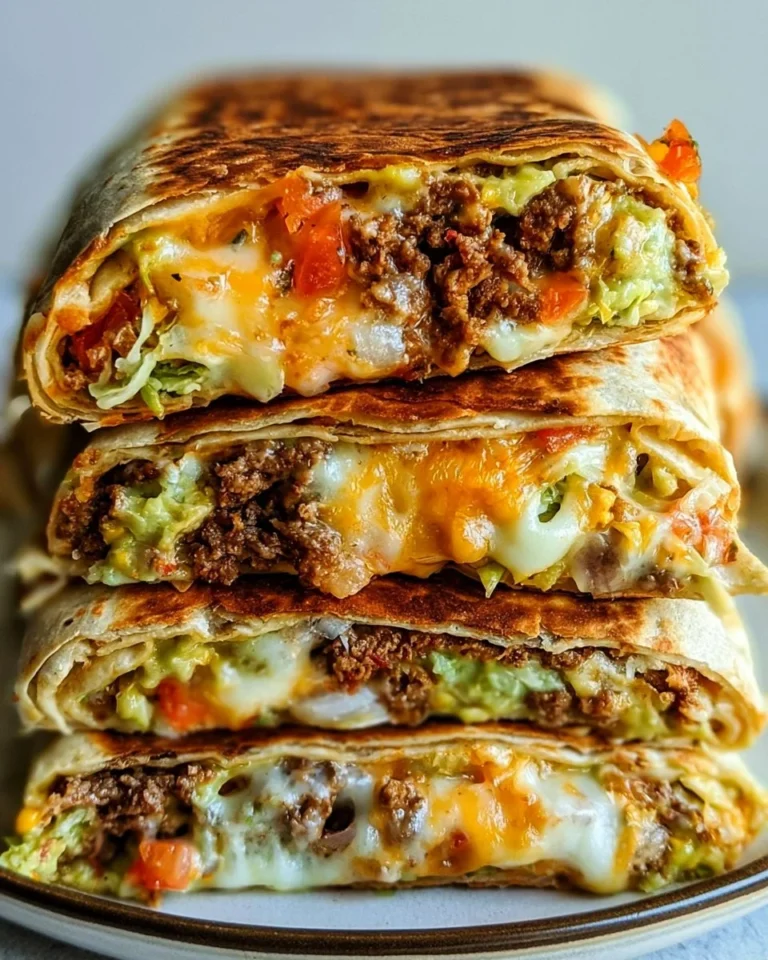 Homemade Crunchwrap Supreme on a plate with fresh ingredients