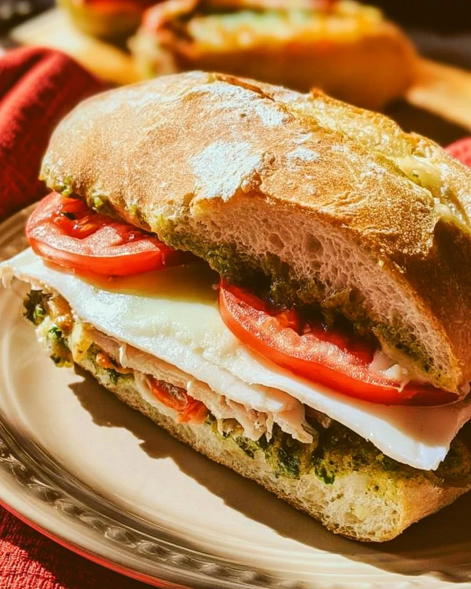 Copycat Starbucks Turkey Pesto Sandwich ingredients and serving suggestion