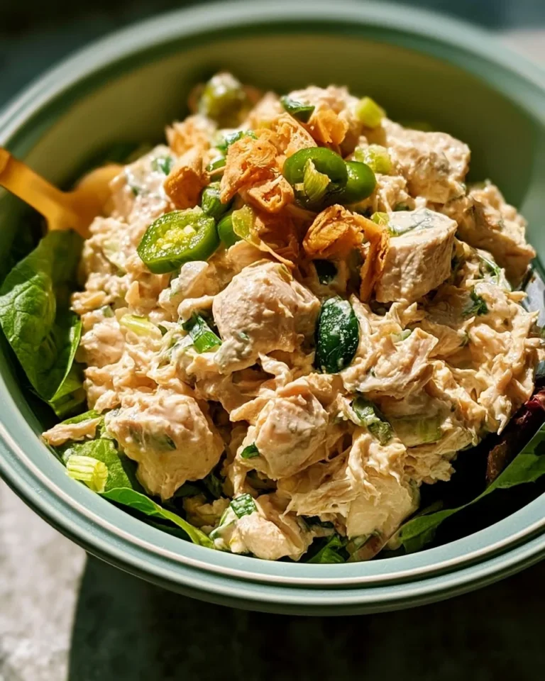 Delicious Jalapeño Holly Chicken Salad served in a bowl with fresh ingredients