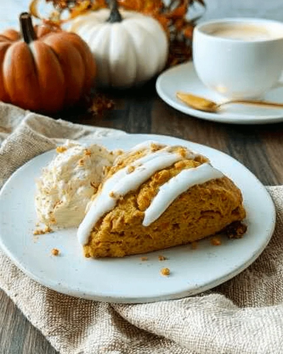 Homemade pumpkin scones inspired by Starbucks recipe, freshly baked and spiced.