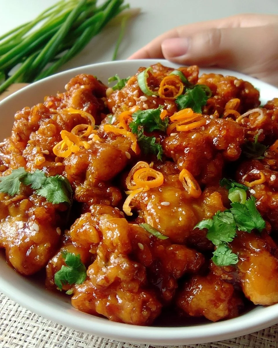 Quick weeknight orange chicken dish served with rice and vegetables