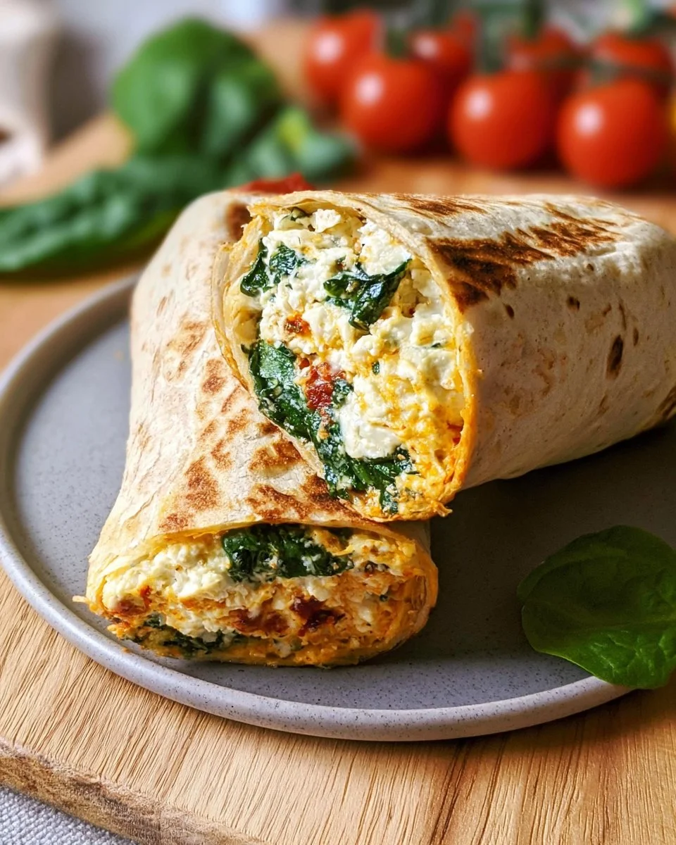 Spinach Feta Wrap inspired by Starbucks with fresh ingredients.
