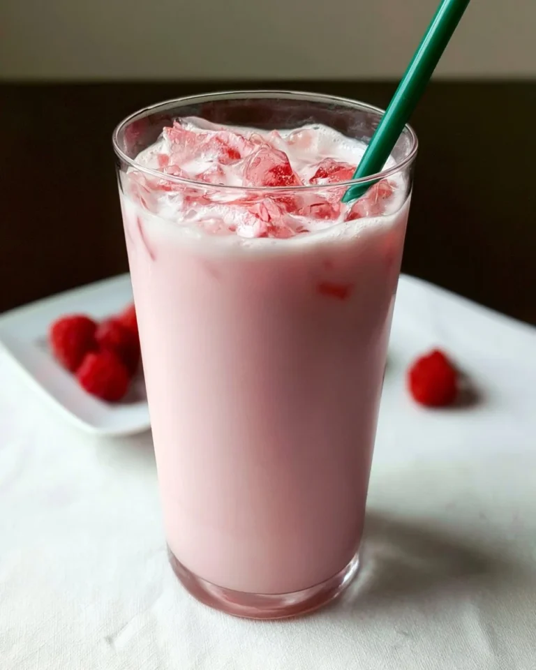 Homemade Starbucks Pink Drink copycat recipe with strawberries and coconut milk