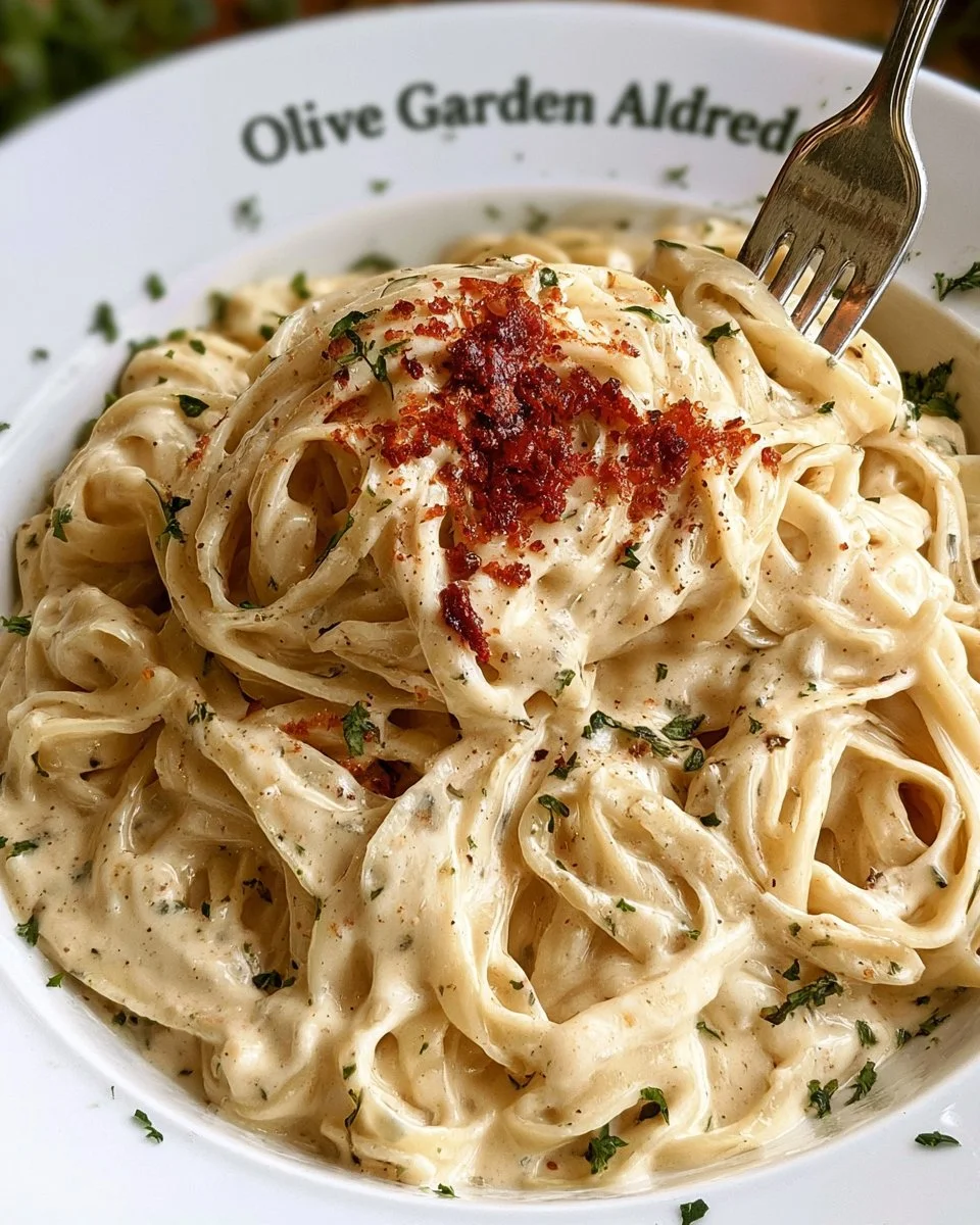 Delicious homemade Alfredo pasta inspired by Olive Garden recipe