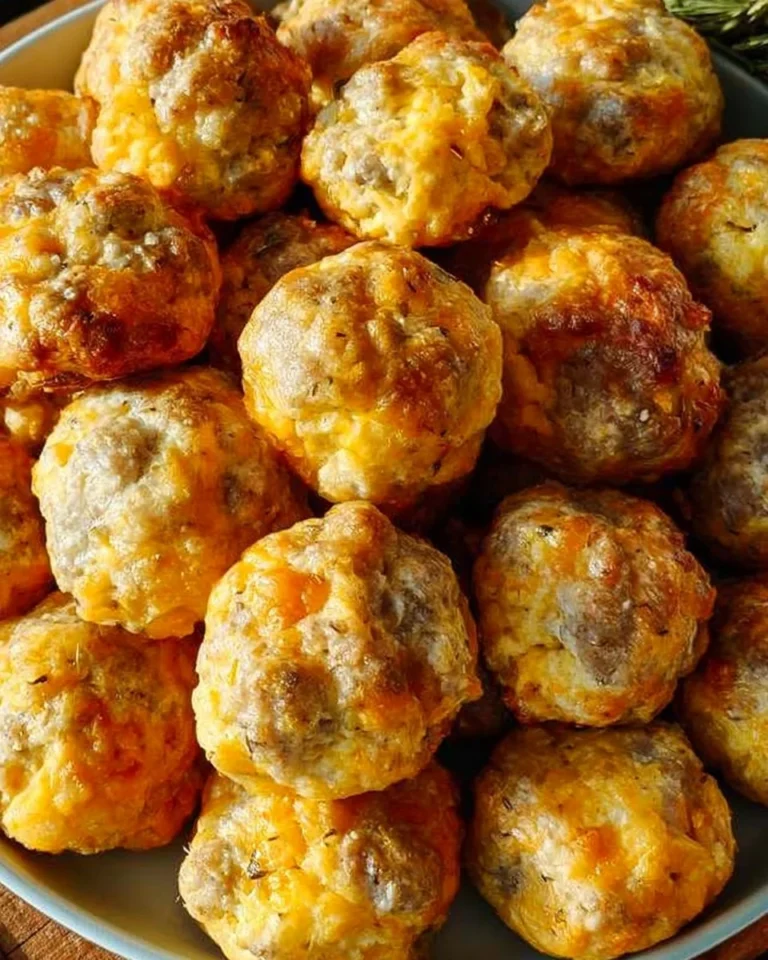Delicious Bisquick sausage balls freshly baked and ready to enjoy.
