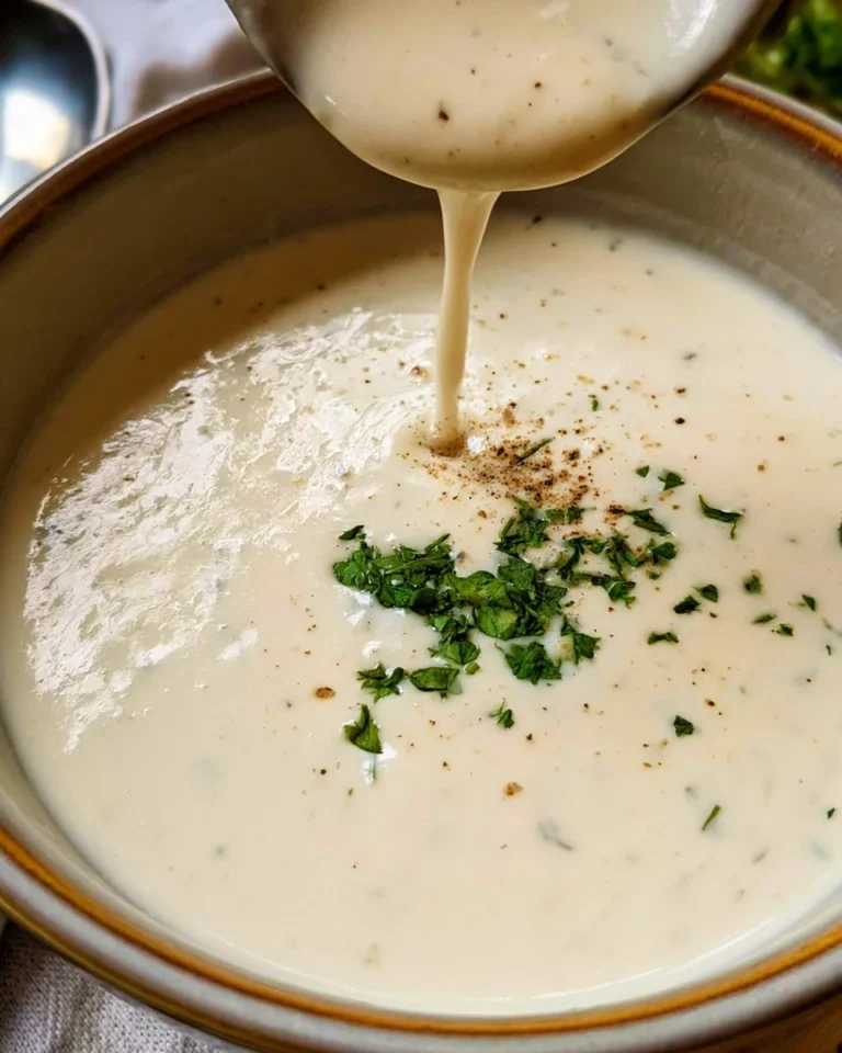 Delicious homemade Alfredo sauce served over pasta.