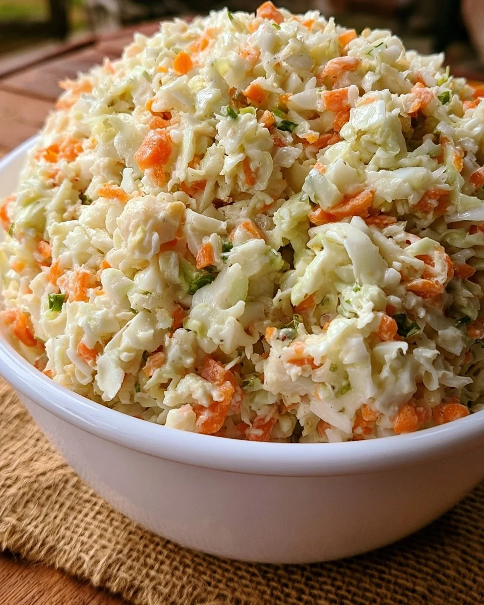 Bowl of KFC coleslaw with fresh ingredients