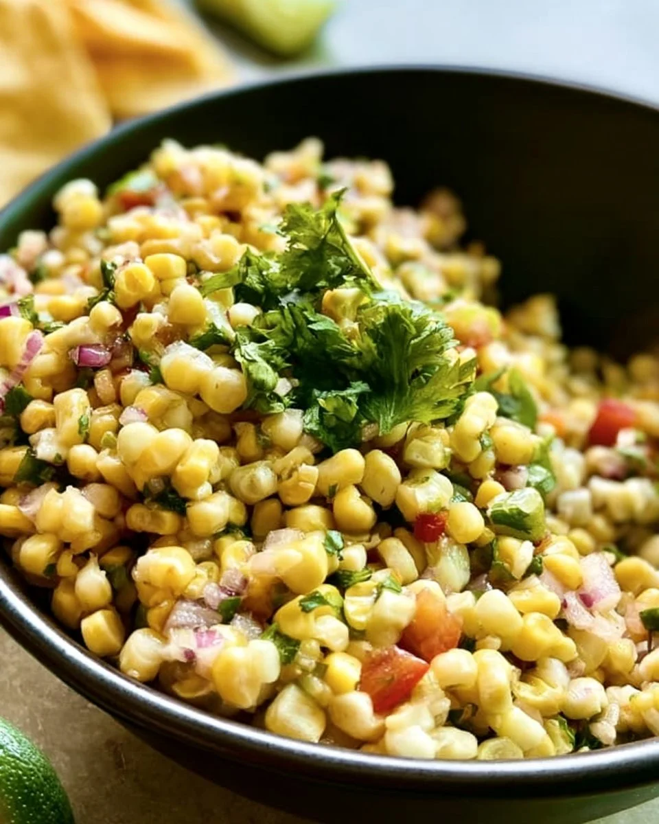 Delicious Spicy Corn Salsa Chipotle Copycat served in a colorful bowl