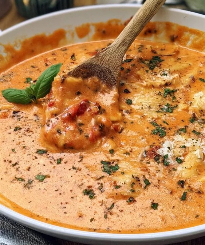 Delicious homemade ravioli sauce served over fresh pasta